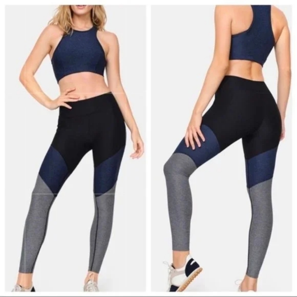Outdoor Voices Womens Springs 7/8 Leggings Black Navy Gray Colorblock size XS
